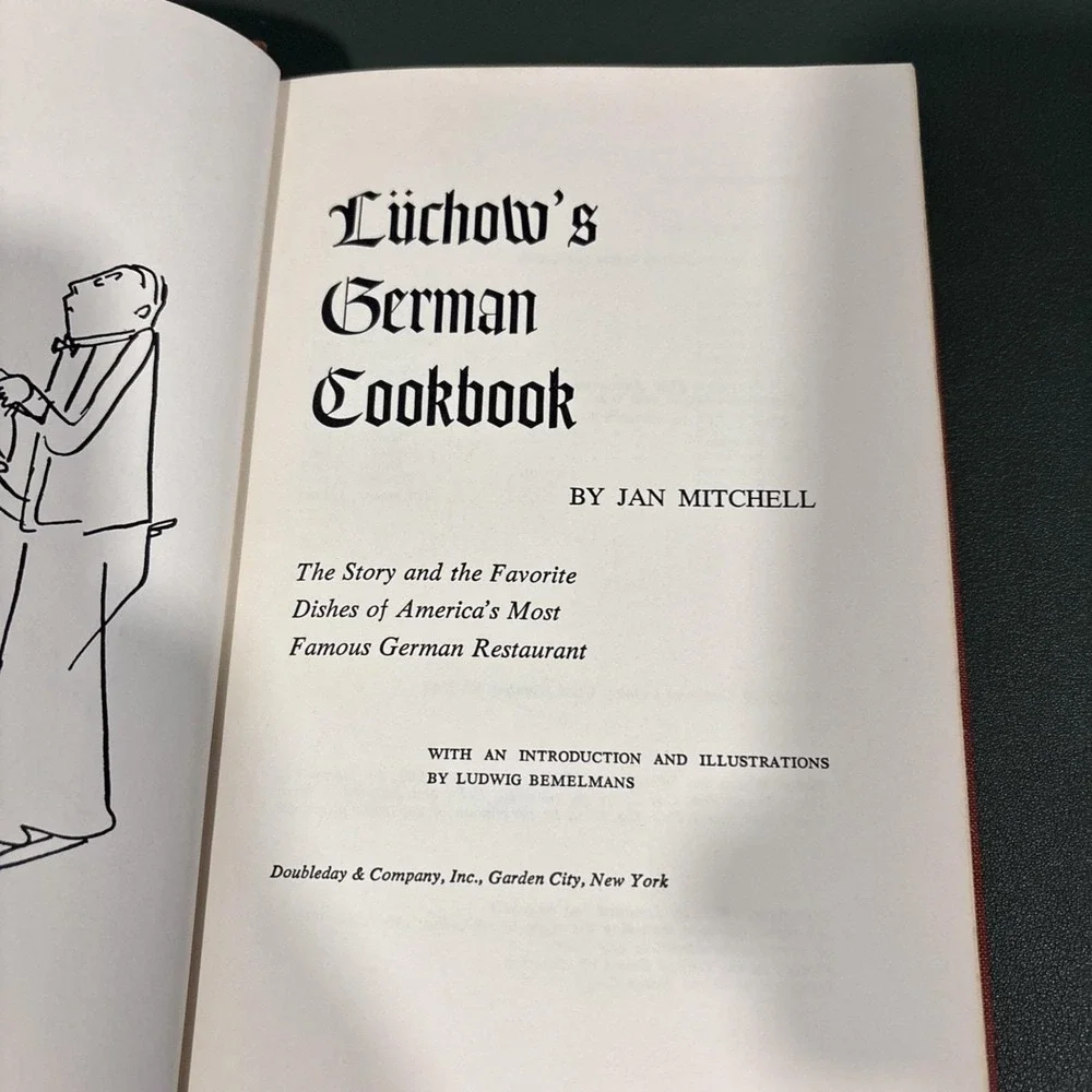 Vintage 1965 Lüchow's German Cookbook Hardcover Doubleday Mitchell Bemelmans